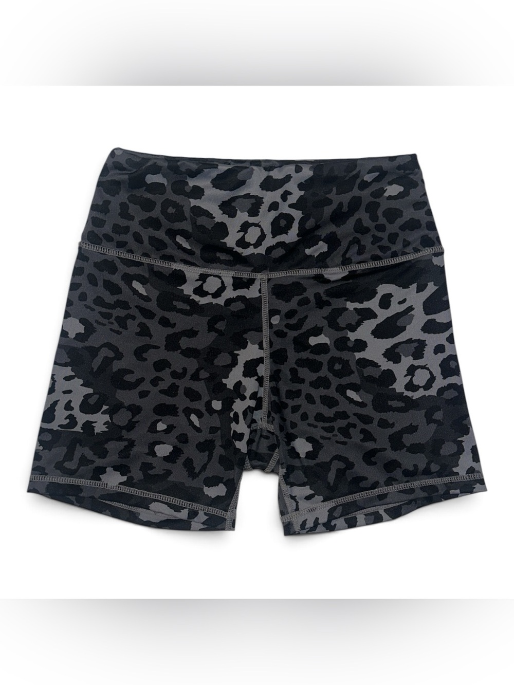 Black Gray Leopard Print High Rise Biker Shorts Size Small